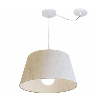 Imagem de Lustre Pendente Cone Com Desvio De Centro Vivare Md-4273 Cúpula Em Tecido 30x40cm - Bivolt Linho Bege 127/220v