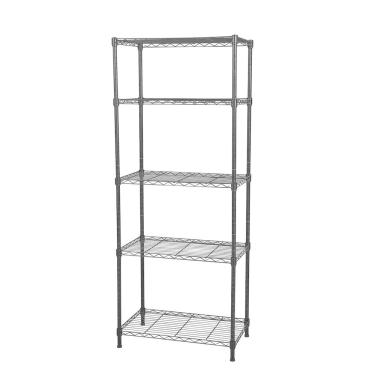 Imagem de Estante Aço 5 Prateleiras Preta Aramada 180 Cm C Rodinha