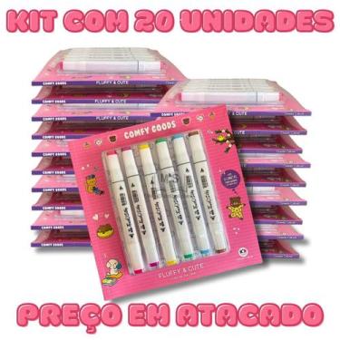 Imagem de Livro de colorir com 48 paginas Comfy Goods Fluffy e Cute 6 canetas To