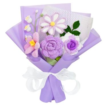 Imagem de Buquê de flores de crochê, flores de crochê, rosa de malha, buquê de flores de lírio do vale, para mulheres, esposa, amantes, amigos, aniversário, dia dos namorados, dia das mães, presentes de