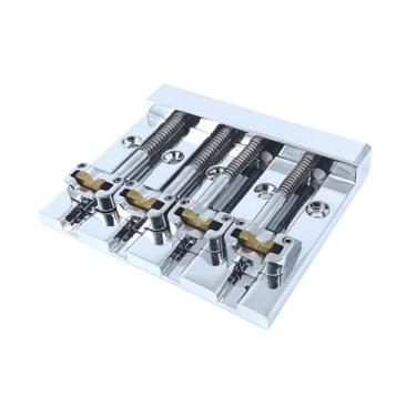 Imagem de Dynwave Ponte de baixo 4 cordas 5 furos reparo instrumento musical metal resistente manutenção fácil ajuste substituição de alto desempenho