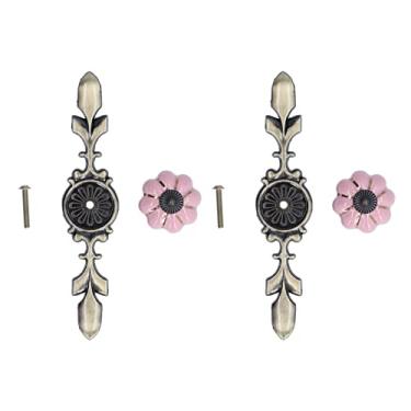 Imagem de Puxadores de gaveta de abóbora pintados à mão estilo pastoral chinês alça de armário de cerâmica para decoração de casa, conjunto de 2 (nº 2)