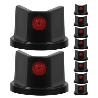 Imagem de SHINEOFI 10 peças de tampas de tinta spray para graffiti, pontas de tinta spray de substituição, bicos universais para projetos DIY de pintura em latas, desanexação rápida, preto, 0,90 x 0. 227 x 0,5