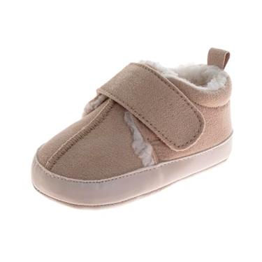 Imagem de Josmo Botas de bebê para meninas e bebês aconchegantes e macias primeiro andador sapatos para recém-nascidos tamanho 2-4, Cinzento-acastan, 17