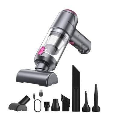 Imagem de Foivtrui Aspirador portátil sem fio – Aspirador de pó 4 em 1, sucção forte de 9000Pa com luz LED, carregamento tipo C, aspirador de mão portátil para carro/casa/escritório (sopro, sucção, bomba