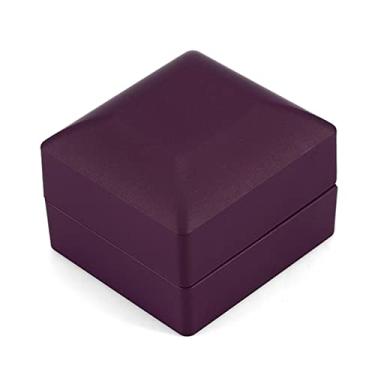 Imagem de Cryfokt Caixa de Anel, Organizador de Caixas Fácil Use a de Exibição de Anel de Veludo, para Engajamento da Proposta para Casamento de Engajamento da Proposta (Roxo)