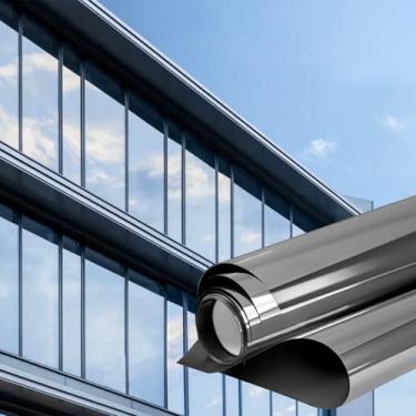 Imagem de Película de privacidade para janela, espelho unidirecional, película refletiva para janela, transparente, não está no sol, controle de calor, antiUV, matiz de janela para porta de escritório e casa