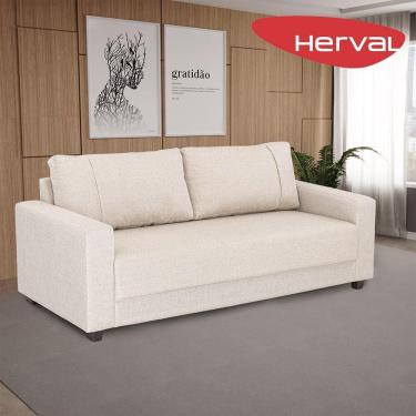 Imagem de Sofá 3 Lugares Herval Clean Linho Bege, 200 cm