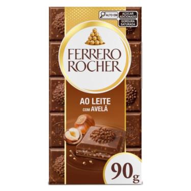 Imagem de Ferrero Rocher Barra de Chocolate ao Leite com Avelã 1 Unidade 90g