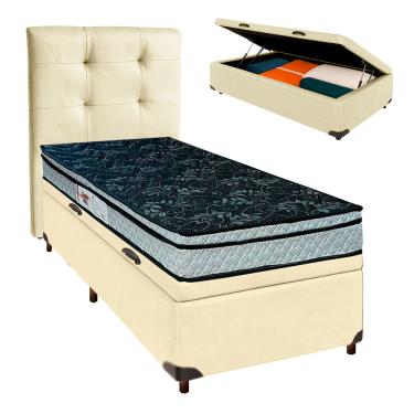 Imagem de Kit Cama Box Bau + Cabeceira + Colchão Solteiro D28 - Conforto - Paropas