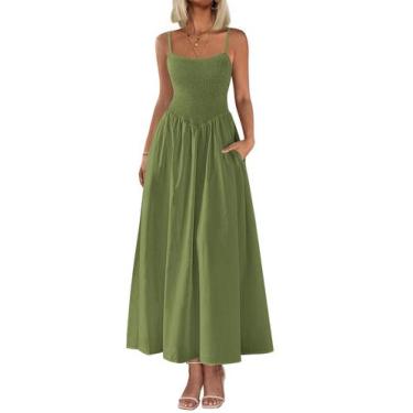 Imagem de Vestido longo feminino PRETTYGARDEN, com blusa, verão 2025, verde mili