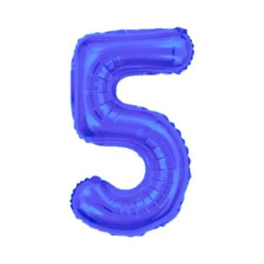Imagem de Balão De Número Grande Azul Metalizado 40cm - PartiuFesta, 5