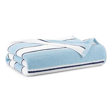 Imagem de Aston & Arden Toalha de praia listrada - Algodão grosso de pelúcia macia de 35 x 70, 600 GMS pesado e luxuoso para cadeiras de piscina, resort e banheira de hidromassagem, azul/marinho