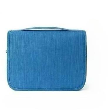 Imagem de Necessaire Organizadora Bolsa Portátil Feminina Para Maquiagem Para Viagem Higiene Pessoal Com Divisória Cabide (Azul Claro)