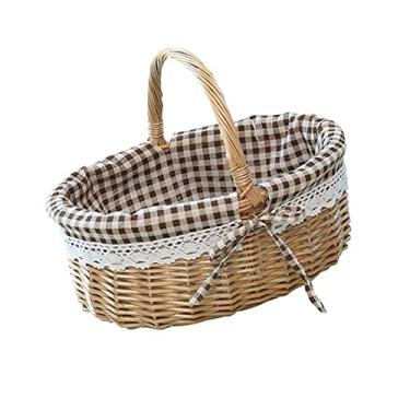Imagem de Cesta de armazenamento de alimentos, saco de piquenique, tecido à mão, cesta de armazenamento, cesta interna de linho para acampamento, piquenique, armazenamento, uso com para organizar armários de