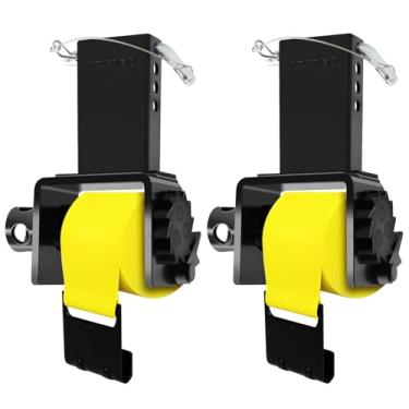 Imagem de SALUINOKI Kit de mesa de guincho de bolso de estaca de reboque com cabo antiperda, capacidade de 7,3 kg, acessórios utilitários de mesa, inclui correias de guincho amarelo de 10 cm de altura para