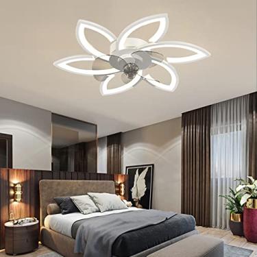 Imagem de Ventiladores com Ceililights Ventilador Silencioso Reversível com Controle Remoto Led Ceililights com Temporizador 66W para Quarto Liviroom Diniroom Ventilador Iluminação/Branco
