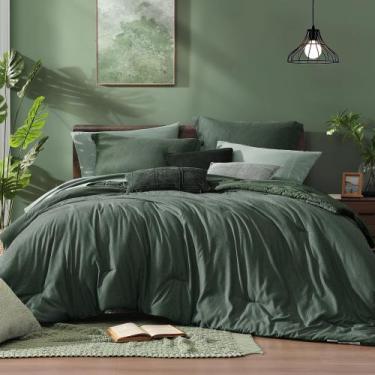Imagem de Conjunto de edredom king size Monbix Deep Forest Reversível 7 unidades