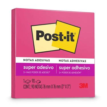 Imagem de Bloco Post it poder rosa 76x76mm 90 fls 3M