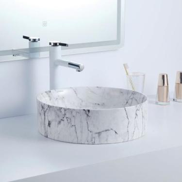 Imagem de Cuba Deend De Cerâmica MarmoCarezza Para Banheiro 39x39x12cm