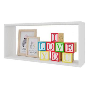 Imagem de Prateleira decorativa cubo mdf 90cm porta livros enfeites ideal para s