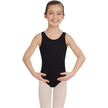 Imagem de Body Balé Infantil Juvenil Preto Regata Roupa Dança Jazz 10 a 16 anos 