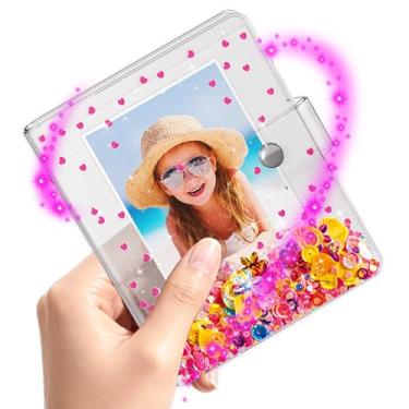 Imagem de Pequeno álbum de fotos 5 x 7 para filme instantâneo Instax Mini, mini álbum de fotos de 7 cm para Polaroid Snap, câmeras instantâneas SocialMatic e impressora com zíper, presente para meninas de 3 a