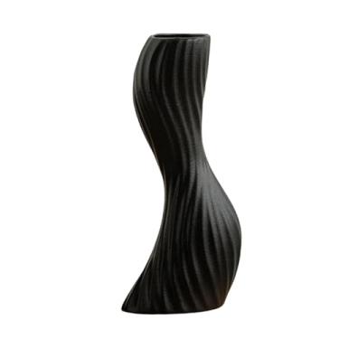 Imagem de MotiveTech Vaso ondulado para mesa, enfeite para presente, suporte para flores, vaso de flores para fazenda, sala de estar, restaurante, festa, aniversário, Black L
