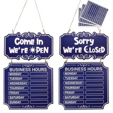 Imagem de Placa Dupla Face Horário Comercial, Placa de Aberto e Fechado com Autocolantes Numéricos para Loja Restaurante Cafetaria Escritório Porta de Vidro e Janela