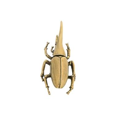 Imagem de Estátua em miniatura de besouro de rinoceronte de latão, escultura de escaravelho de inseto de metal, ornamento de peso de papel para casa, bonsai, micro acessórios de decoração de paisagem