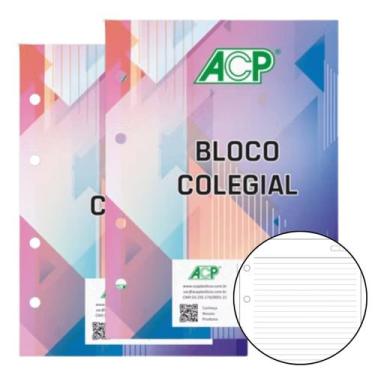 Imagem de 2 Bloco Refil Fichário caderno argolado 80 Fls Colegial ACP