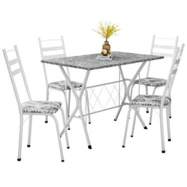 Imagem de Conjunto de Mesa Sala De Jantar Leia 1m Com 4 Cadeiras Granito Tubular