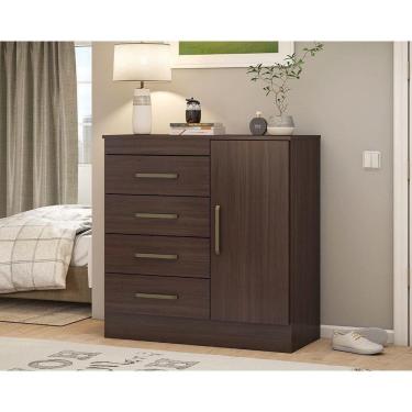 Imagem de Cômoda Solteiro Montevideu C- 1 Porta E 4 Gavetas Cafe Touch - Demóbile