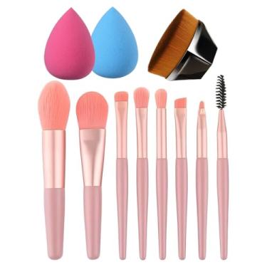 Imagem de Kit de Maquiagem 8 Pincéis, 2 Esponjas de Maquiagem e 1 Pincel Hexagonal Kit de Maquiagem para Base, Pó, Blush, Sombras Completo para Todos os Cosméticos