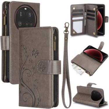 Imagem de Capa carteira para Xiaomi 15 Ultra, couro sintético e TPU à prova de choque, 6 compartimentos para cartões/compartimento para dinheiro/bolso com zíper, fecho magnético, alça de pulso removível