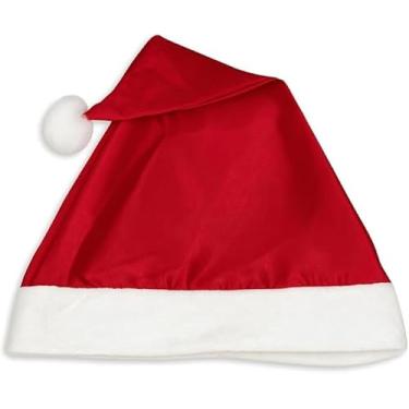 Imagem de Kit 5 Gorro Papai Noel Cetim Vermelho e Branco Fantasia Natal