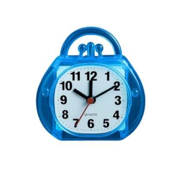 Imagem de Relógio de Mesa Despertador Analógico Quartz Alarme de Cabeceira Despertador de Mesa para Quarto e Escritório | Relógio com Alarme Ajustável e Design Moderno (Azul A)