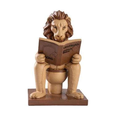 Imagem de BLWOTMOR Figura "Leitor", Estátua, Decoração de Mesa, Ornamento, Escultura de Arte para área de Entrada, Escritório, Lareira, Presente de Inauguração, Bege Amarelo, Tamanho real