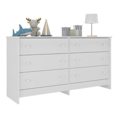 Imagem de Cômoda Infantil 136cm Com 6 Gavetas Multimóveis Branco - MULTIMOVEIS