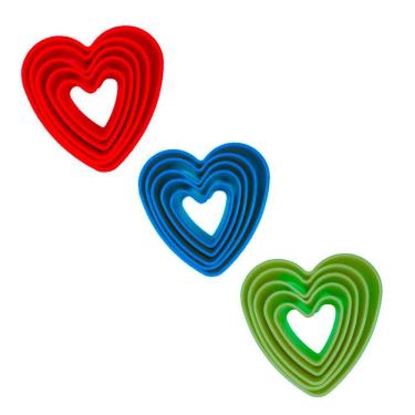 Imagem de Kit Cortador Molde Biscoito Pasta Americana Confeitaria Coração