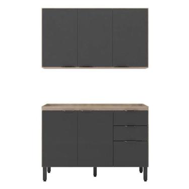 Imagem de Cozinha Modulada Firenze Fi0009 Avena Grafito - Demóbile