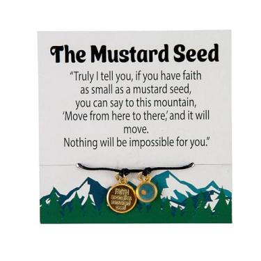 Imagem de Tree Treasures Pulseiras Faith of a Mustard Seed Faith com cartão – Conjunto de joias de presente para mulheres e eventos da igreja – Pulseiras Faith of a Mustard Seed com versículo inspirador