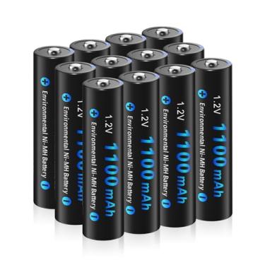Imagem de CITYORK Pacote com 12 pilhas AAA recarregáveis, baterias AAA de 1,2 V 1100 mAh NiMH de alto desempenho, bateria de longa duração e pré-carregada para lâmpada solar de jardim, lanternas, brinquedos
