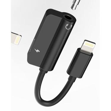 Imagem de Adaptador Lightning para fone de ouvido de 3,5 mm (2 em 1) para iPhone 14 Pro Max AUX divisor de carregador para adaptador certificado MFI da Apple, conversor de áudio, conector de porta dupla para