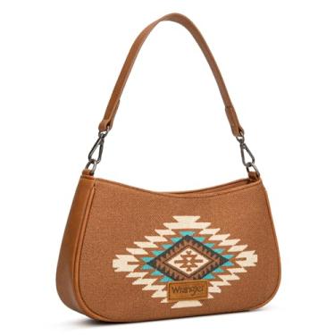 Imagem de Bolsa de ombro feminina Wrangler Western pequena bolsa asteca Hobo Bolsa de mão com alça removível, B - Marrom