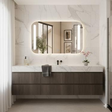 Imagem de Espelheira Retangular 50x70cm Touch Led 6000k Crys espelho lapidado