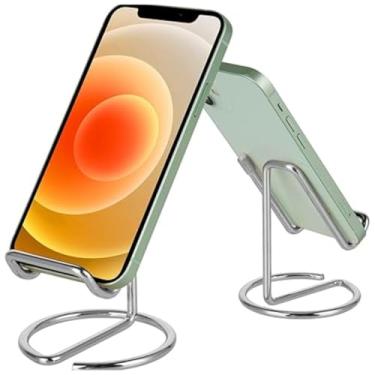 Imagem de 1 suporte de telefone de mesa, acessório de mesa prateado, material galvanizado de metal compatível com todos os telefones celulares, iPhone, iPad Free Your Hands