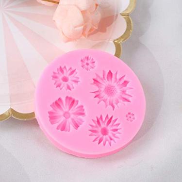 Imagem de Pétalas de girassol 3D em relevo molde de silicone fondant ferramentas de decoração de bolo para doces cubo de gelo sabão cera fazer artesanato DIY