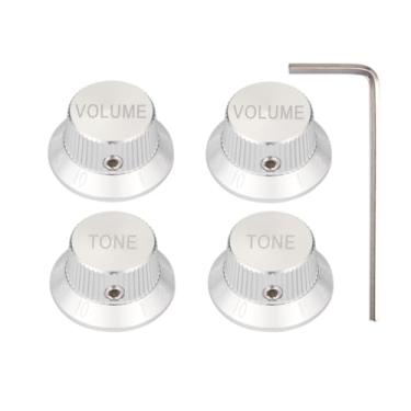 Imagem de Dopro Parafuso de fixação 1/10.2 cm Universal Metal Guitar Bass Potenciômetro Alumínio Volume/Tom Top Hat Bell Knobs para Strat/Ibanez/Yamaha/Les Paul/AMPS/Preamps 2V2T Prata