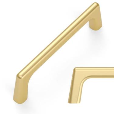 Imagem de Armário puxa latão escovado Amerdeco para centros de furos de 96 mm, p